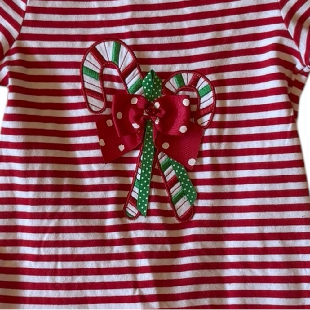Bonnie Jean Candy Cane Striped Christmas Dress size 6 - Picture 2 of 7